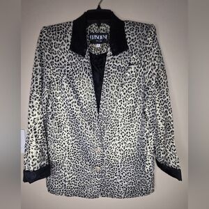 Criscisone Women's Vintage Animal Print 3/4 Sleeve Button Up Blazer